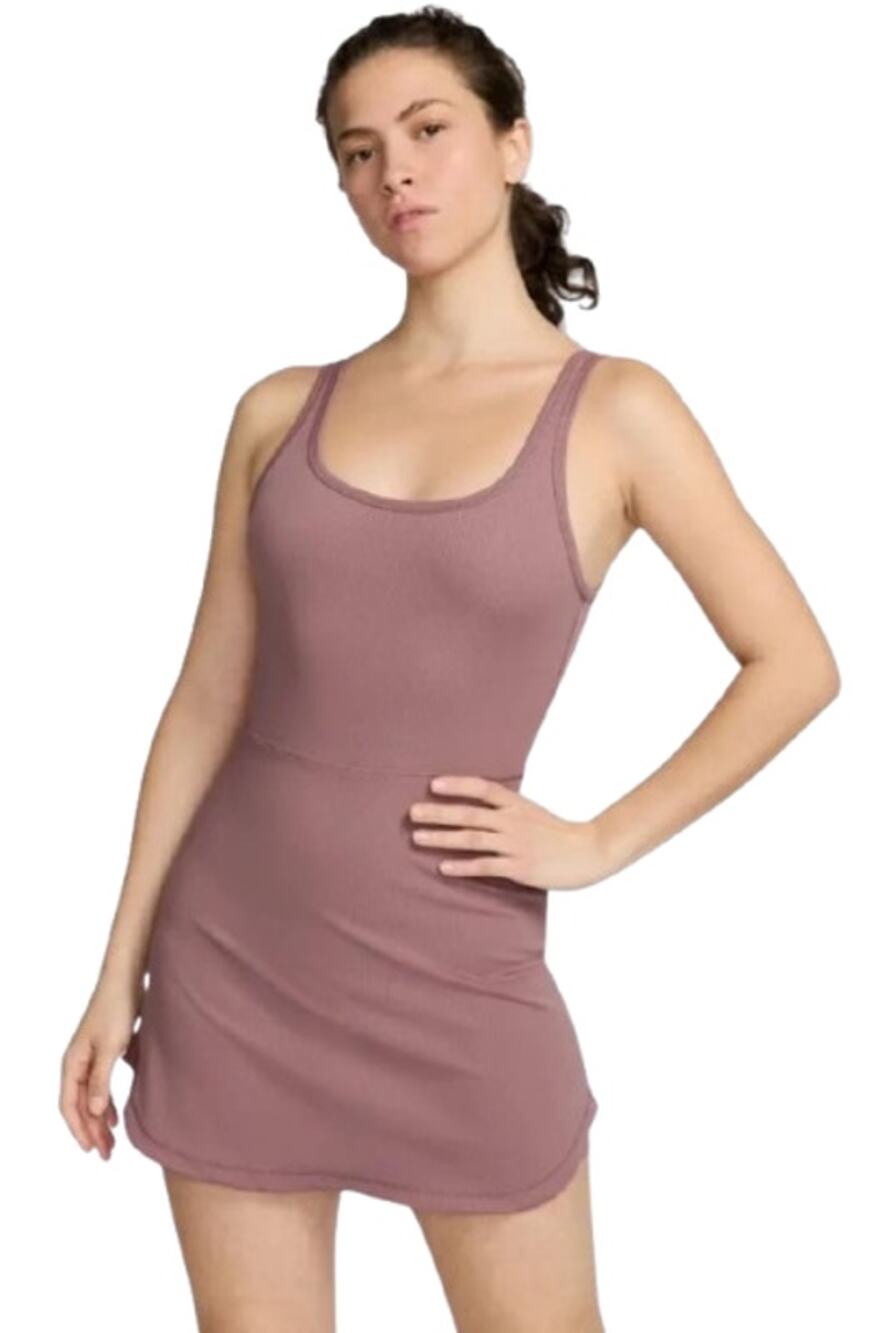 NIKE Women's One Dri-fit Scoop Neck Tank Dress XS Pink Smokey Mauve Skort NWT